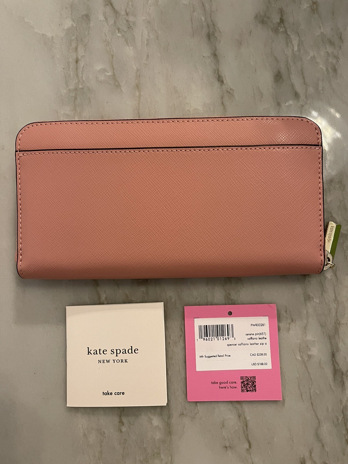 NWT Kate Spade New York Spencer Saffiano Leather Large Zip Around Wallet image 2