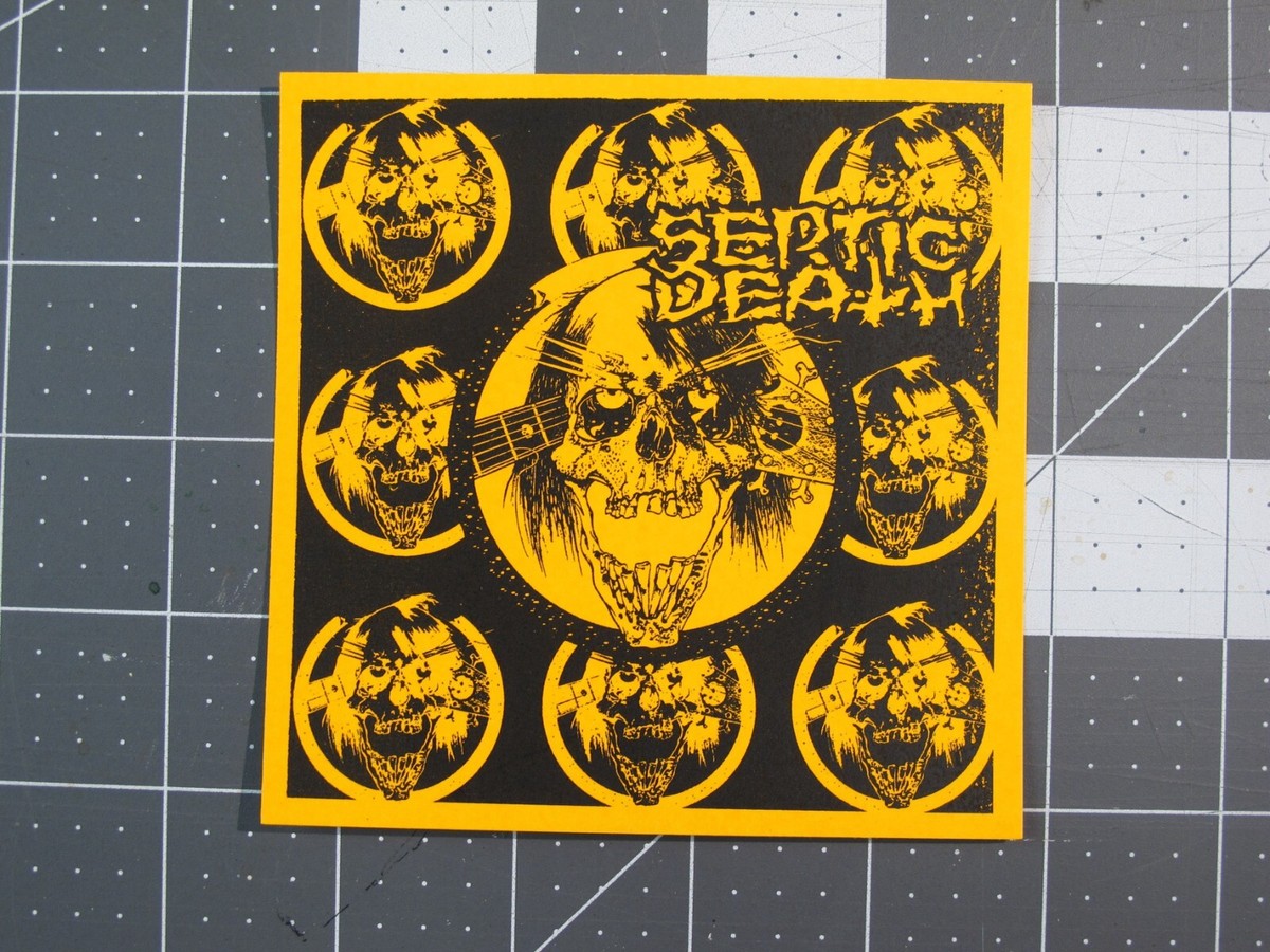 vtg 1980s Zorlac Skateboard sticker Septic Death 9 heads Pushead