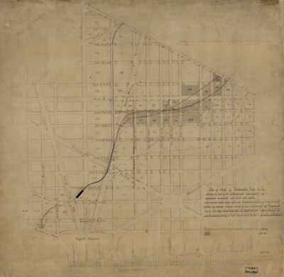 24'' x 24'' Map of Washington City D.C. showing the track of the Baltimore