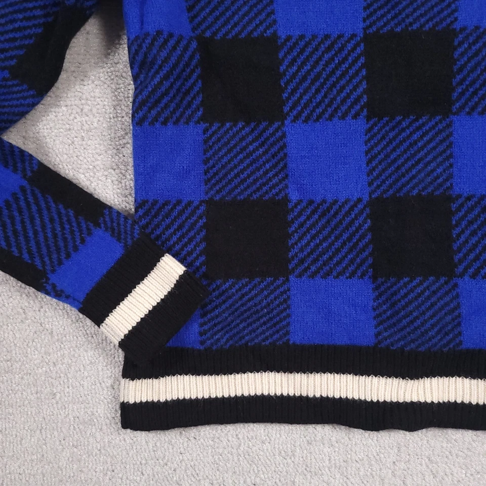 Suéter Rag & Bone Mujer Mediano Lana Merino Azul Negro Cuadros Búfalo Pullover Foto 4 de 4