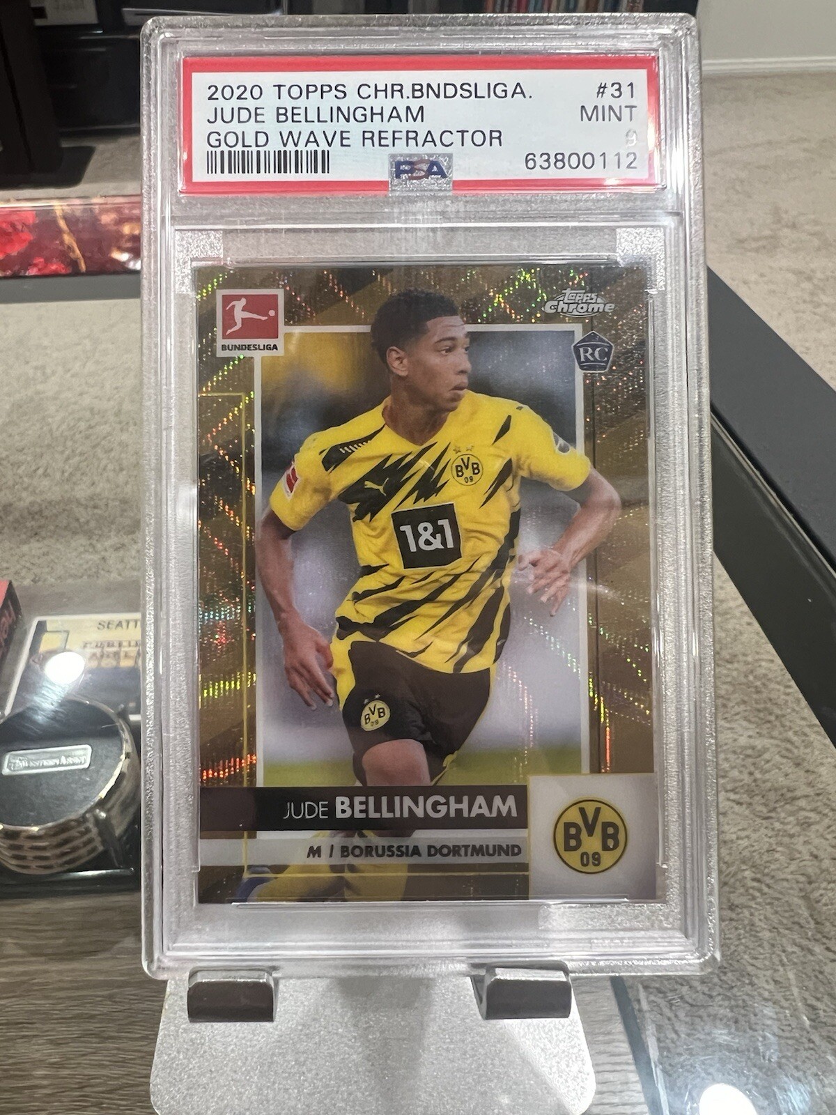 2020 Topps Jude Bellingham Gold Wave refractor psa 9 /50 Rookie view 1