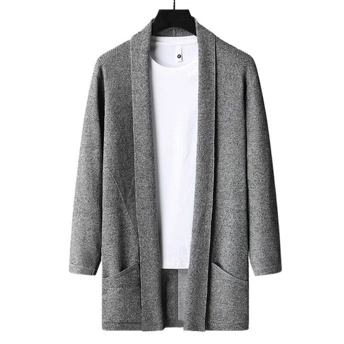 Cardigan Jacket Men's Autumn New Lapel Casual Tops Outwear Knitted Sweater Coat - Picture 2 of 25