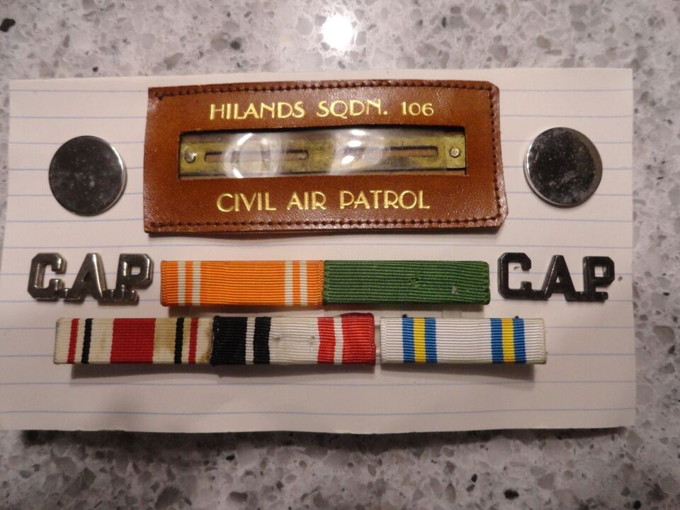 Vintage Civil Air Patrol Highlands SQDN 106 Group Rank Ribbons id Tag