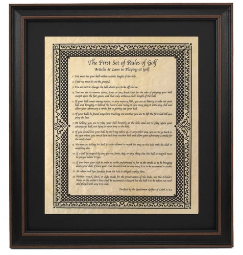 Framed Original Rules of Golf 1744 by Patriot Gear Company™