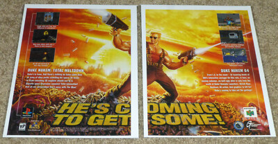 1997 Duke Nukem 3D, Vintage 2-Page Print Ad/Poster, N64 Nintendo 64, Playstation