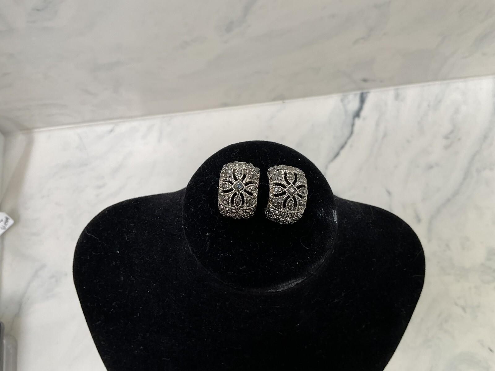 Marcasite Earrings Solid  Very Pretty - image 1