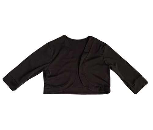 Women's 3/4 Sleeve Cropped Bolero Cardigan Open Front Black XL