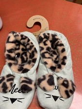 Faceplant Dreams Footsies Slippers Cat Meow Motif Medium 7/8 - new