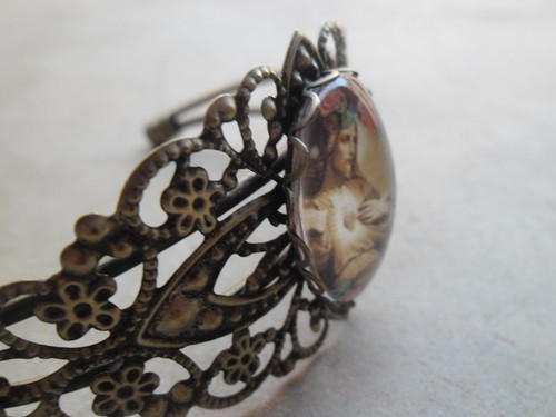Bracelet couleur bronze Jésus hauteur support 3,5 cm cabochon verre - Imagen 3 de 5