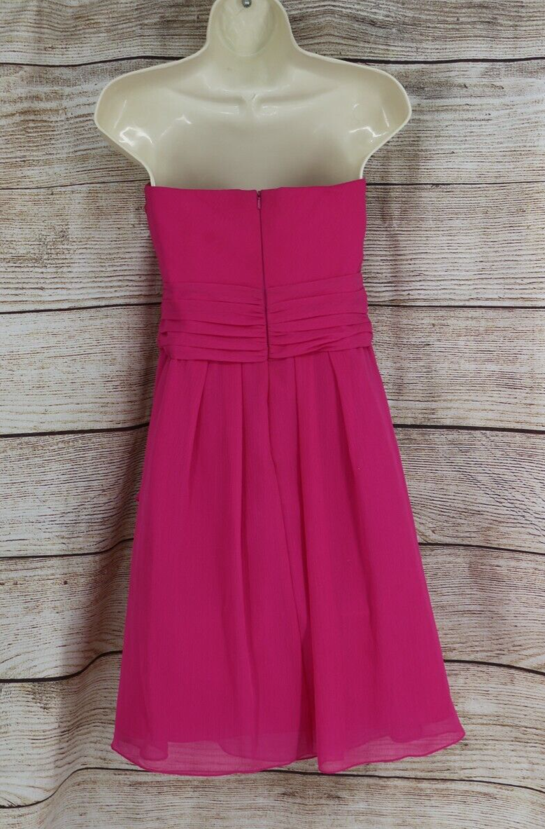 Davids Bridal Womens Size 8 Strapless Formal Mini Prom Dress Fuchsia Pink |  eBay