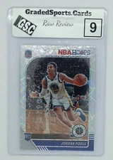 2019 Hoops Premium Stock Silver Laser Prizm Jordan Poole RC #223, Graded GSC 9