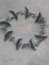 SilverTone Paua Abalone Shell Bracelet Fish 7" Length