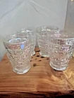 Vintage Federal Glass Colonial Thumbprint Iridescent 6 OZ  Tumblers Set (8)