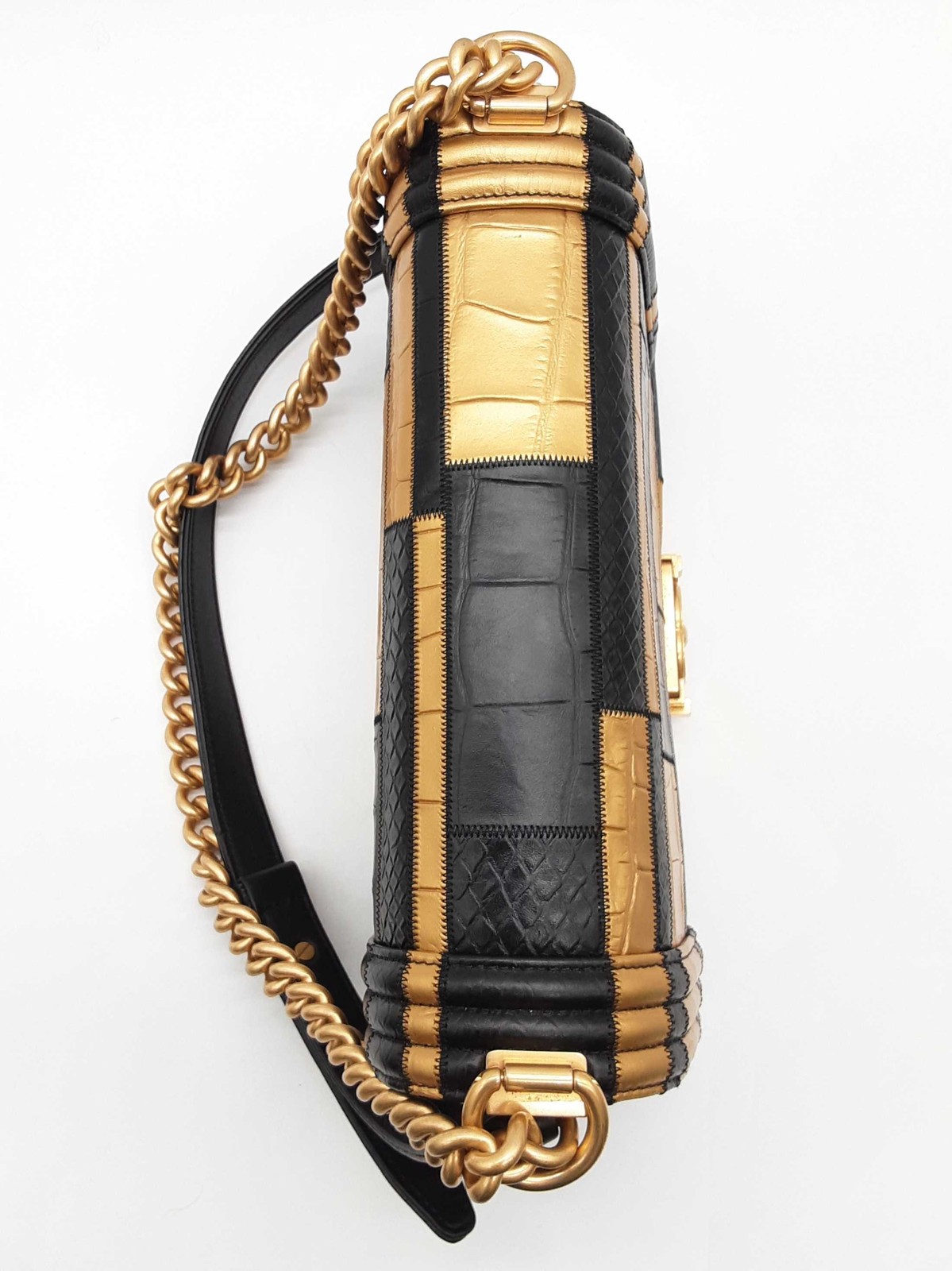 Chanel Boy Flap Gold Black Patchwork Embossed Lea… - image 8