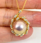 Huge 13.5mm Natural Color Edison Freshwater Pearl Pendant Necklace,S925 #SP2012