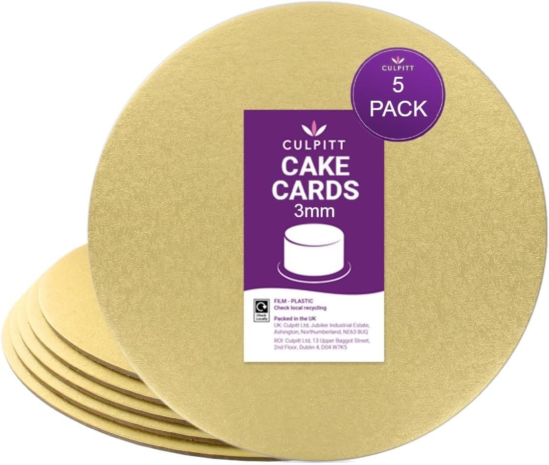 Culpitt 8"" Double Thickness Cake Card, Pale Gold Boards, Cut Edge, 3mm Thick, 5