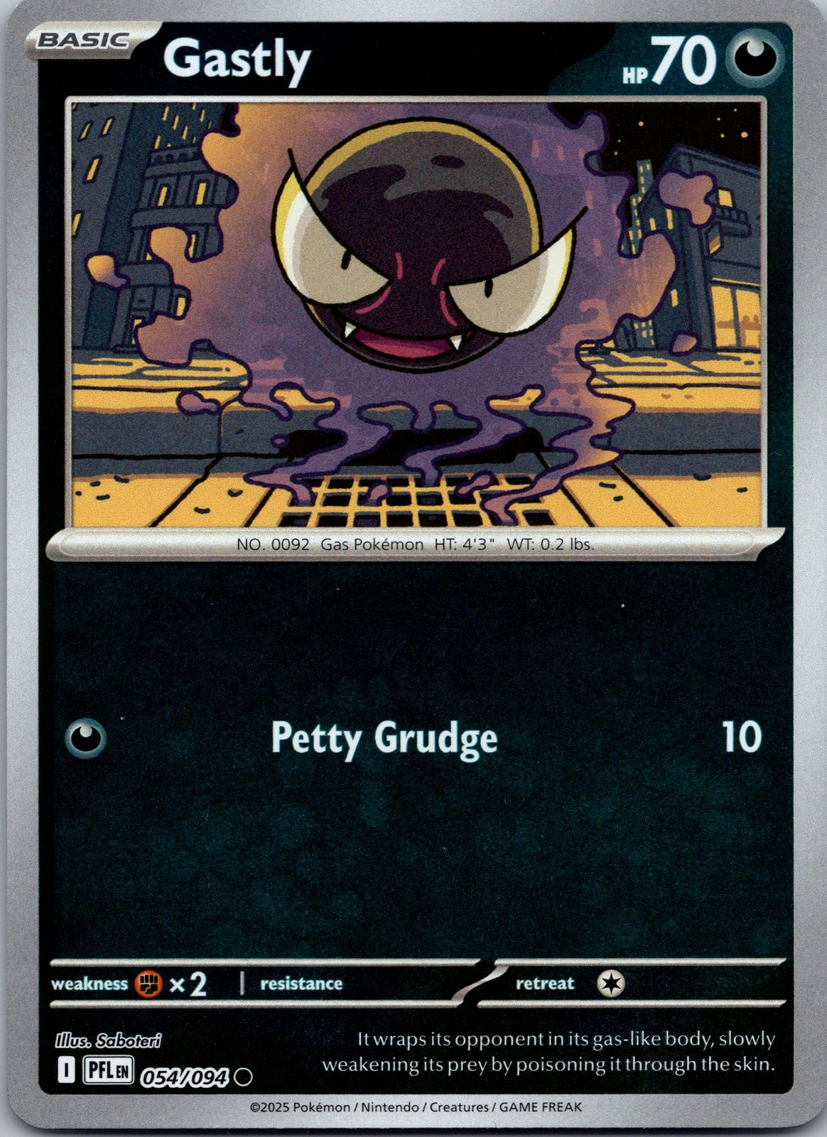 Gastly Reverse Holo Common ME02: Phantasmal Flames 054/094 NM