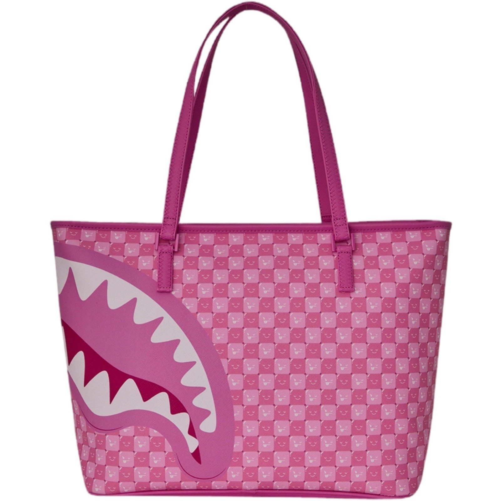 Sprayground New Faces Pink Check Tote Bag🔥New Pink Large Shoulder Travel Bag