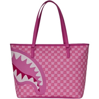Sprayground New Faces Pink Check Tote Bag New Pink Large Shoulder Travel Bag