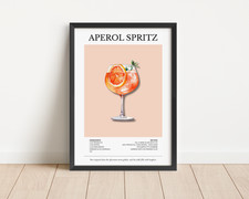 Aperol Spritz Cocktail Recipe Wall Art Print Retro Bar Poster Kitchen Decor