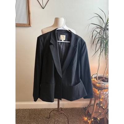 Sejour Black Blazer Jacket Professional Work Wear Plus Size 16W