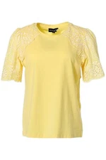 Antthony Women's Eyelet Embroidered Sleeve Top Yellow Sorbet