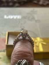 Swarovski Champagne Zirconia Crown Design Ring by J Francis 925 Silver Size 7