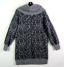 Anthropologie Womens Dress Small Gray Wool Blend Animal Leopard Print Cowl