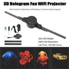 3D Hologram Fan 16.5in 2000x224 WiFi 3D Projector with 224 LED Light Beads