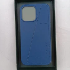 Mujjo iPhone Case 14 Pro Max Blue Leather Phone Wallet Case MagSafe Compatable