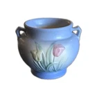 Vintage HULL USA Art Pottery 1938 TULIP Blue Jardiniere Vase Planter Art Deco