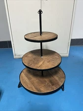 Three Tier Wooden Farmhouse Serving Stand