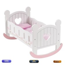 ROBUD Wooden Baby Doll Crib for 18 Inch Doll, White