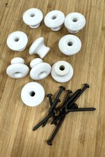 10 Mid-century 1 Inch Round Polished Ceramic White Cabinet Drawer Knobs