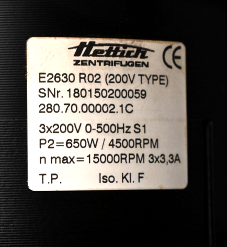 Hettich Motor E2630 R02 (Typ 200V) mit Baumer Drehgeber Rotanta 46 RSC Zentrifuge - Bild 3 von 12