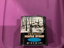 Vintage Vermont Maple Syrup Tin 16 ounce 