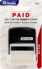 BAZIC Products Paid Self-Inking Stamp with Red Ink for 1-Pack, (Red Ink) 