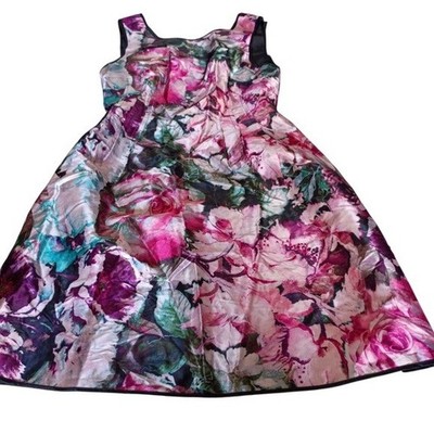 Laundry By Shelli Segal Pink and Green Floral Midi Dress