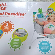 Bright Starts Safari Paradise Infant Baby Bouncer Chair, Vibration Toy Bar