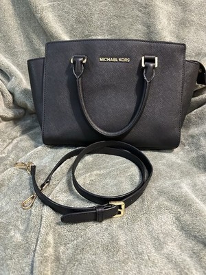 Michael Kors Selma satchel bag in black saffiano leather 