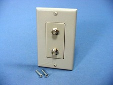 Leviton Gray Decora DUAL CATV Coaxial Cable Jack Flush Wallplate Duplex 40682-GY