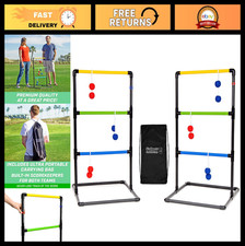 Ladder Toss Game Set - Indoor  Outdoor Fun, 6 Soft Rubber Bolo Balls, Carry Cas