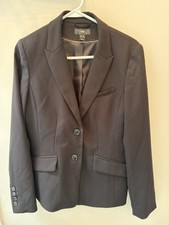 Woman's H M Black Classic Blazer Casual Business Lined Button Front size 12