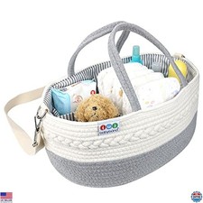 Extra Large Baby Diaper Caddy Organizer - Portable Nursery Storage Basket