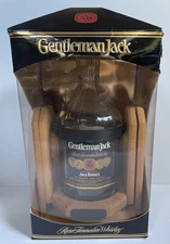 Gentleman Jack Daniels Wood Cradle/Swing/Pourer w/Empty Bottle + RARE!! Box