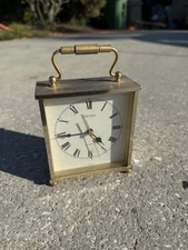 Vintage 1980s Seiko Two Tone Brass Stainless QP273S Alarm Clock Desk Clock