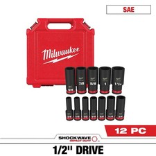 Milwaukee 49-66-7011 12PC Impact Duty 1/2" Drive SAE Deep 6pt Socket Set
