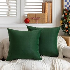 18x18 Velvet Pillow Covers Set of 2 Army Green Decorative Square Throw