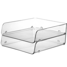 2 Pack Paper Organizer Letter Tray Plastic Stackable Desk File Organizer 12.9...