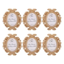 6 Pcs Vintage Resin Picture Frames, 3.7" x 3.1" Mini Picture Frames, Gold